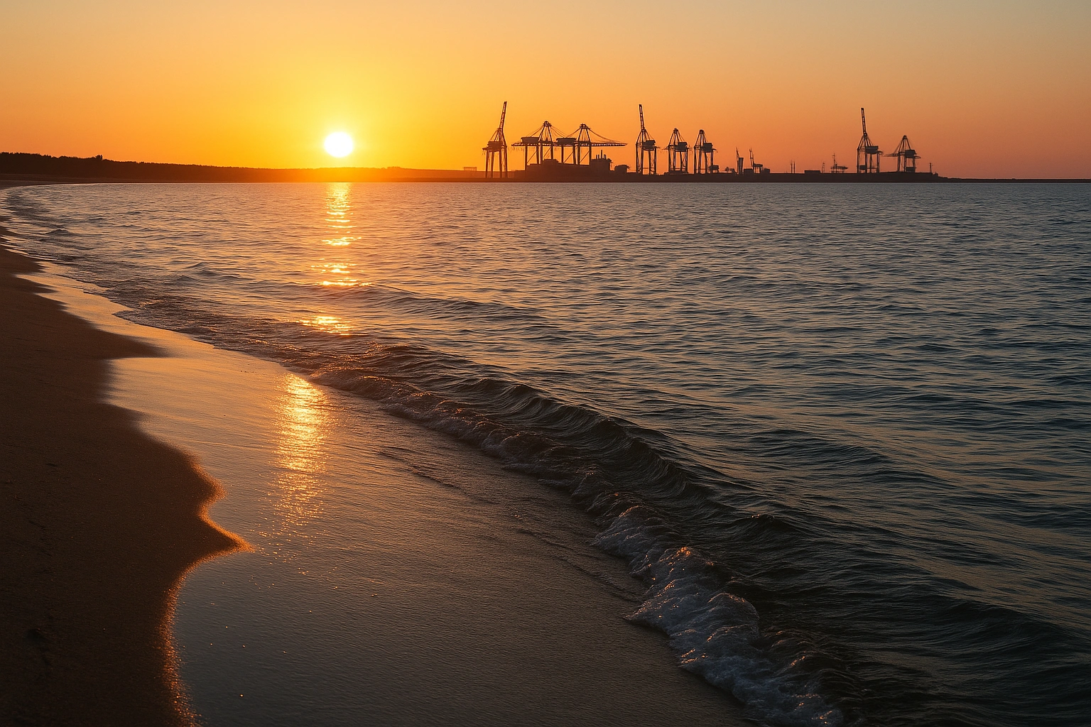 Plaża Stogi o zachodzie słońca
