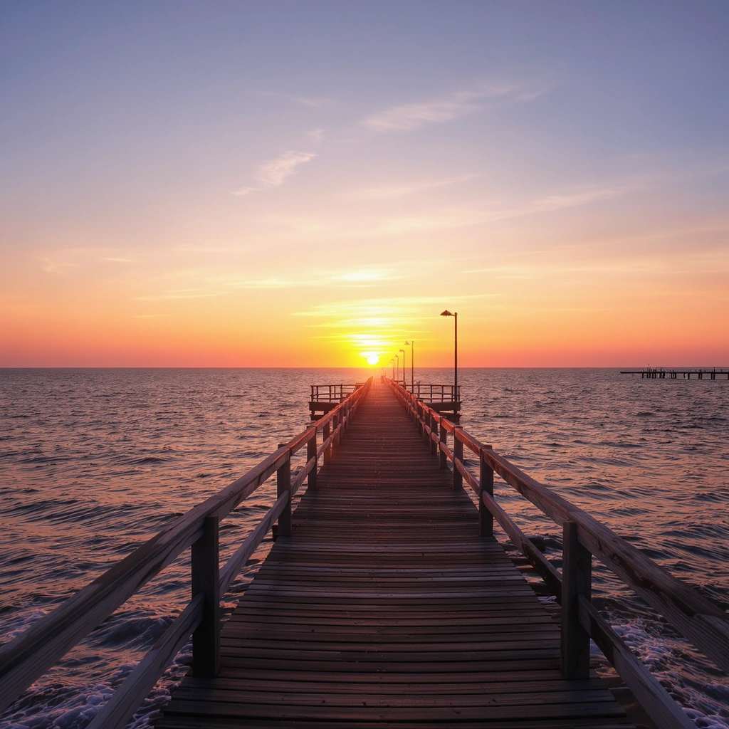 Sunset over Sopot pier